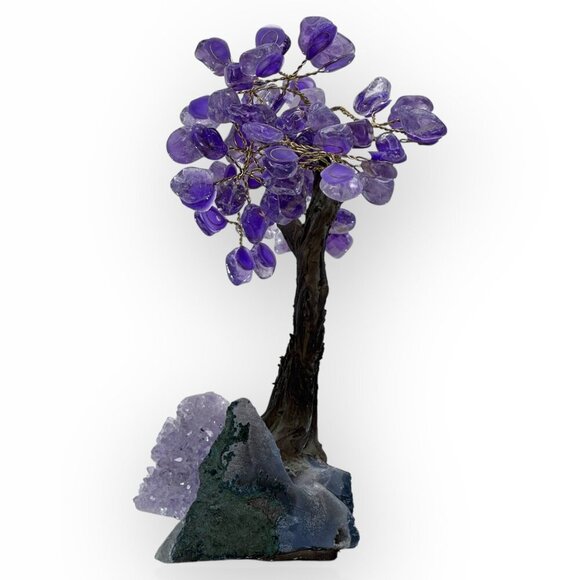 Amethyst Gemstone Bonsai Tree Large Rough Base 7" Height  Decorative Crystal - Picture 3 of 15